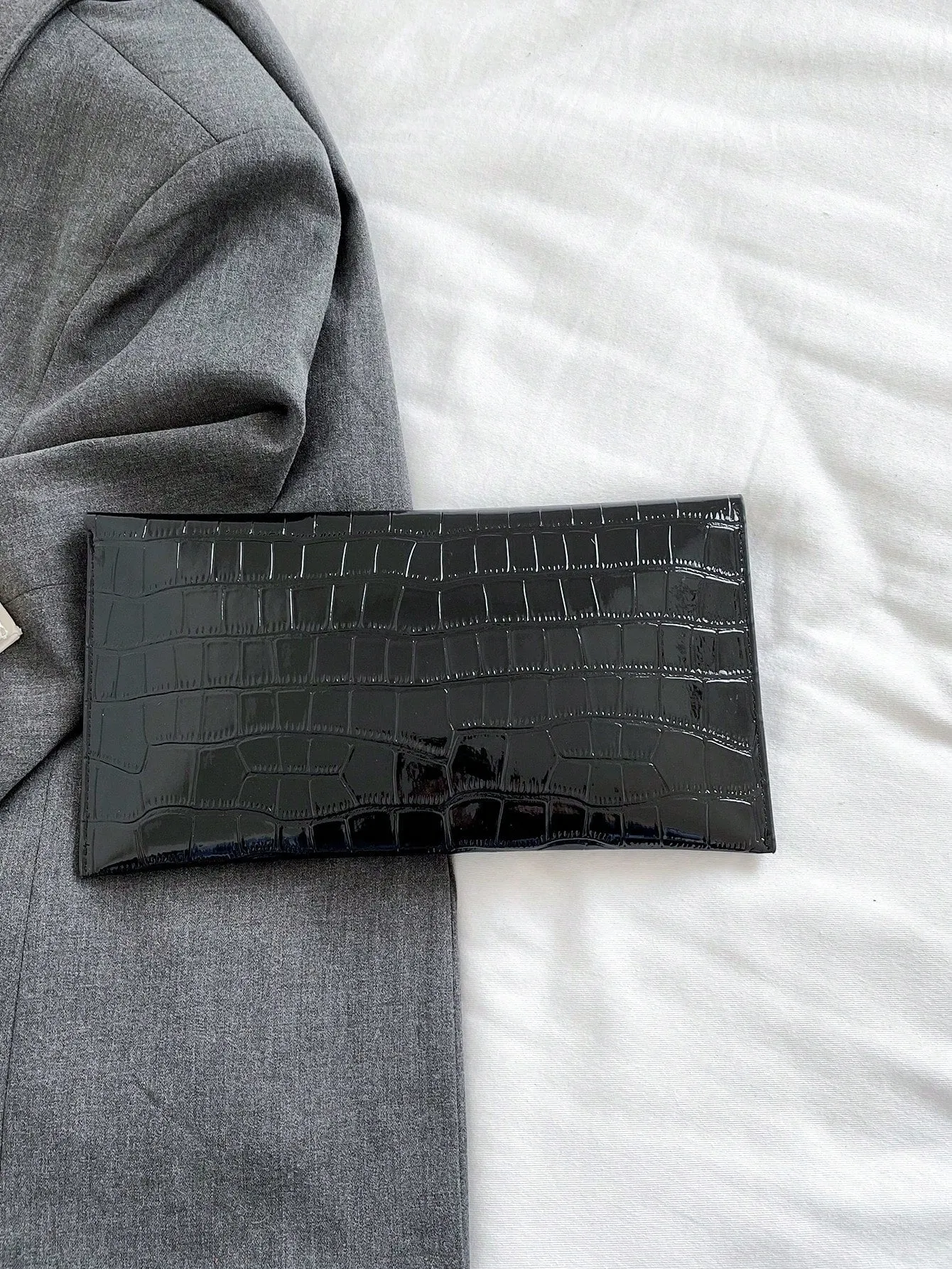 1pc Solid Color Simple & Minimalist Stone Texture Flip Clutch Bag- FD ⚡