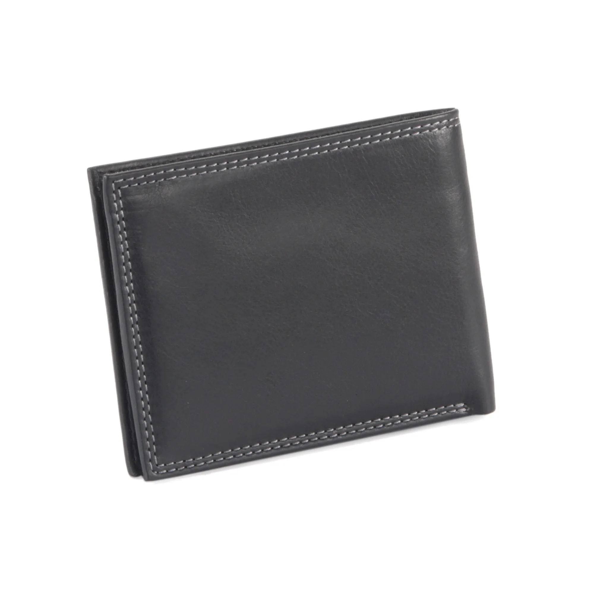 300720-BL Slim Bifold Leather Wallet in Black | Style n Craft