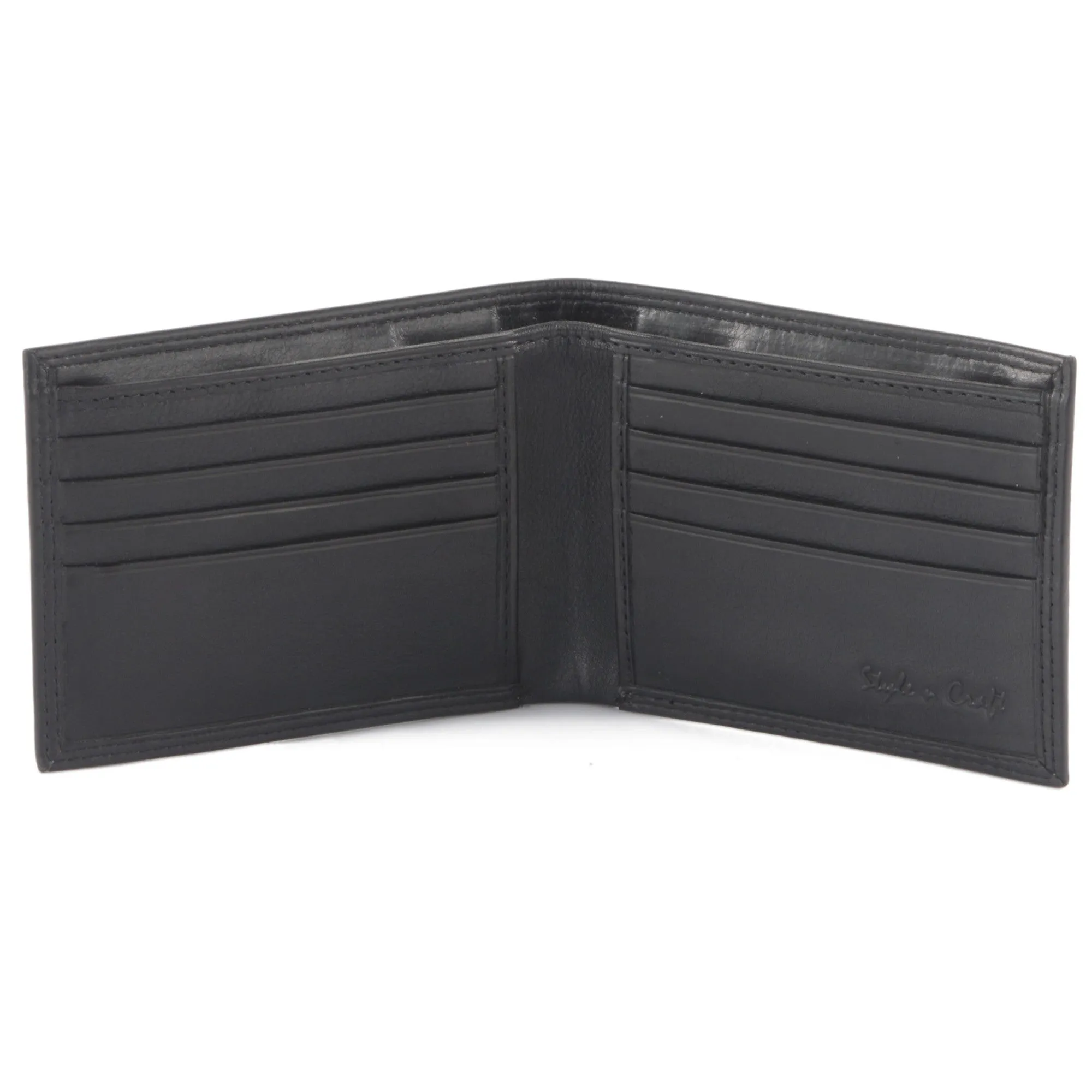 300720-BL Slim Bifold Leather Wallet in Black | Style n Craft
