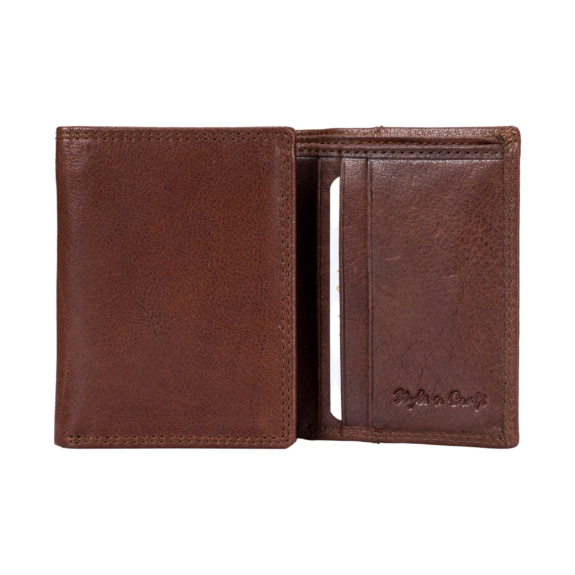 301791 Trifold Wallet in Brown Vintage Leather | Style n Craft
