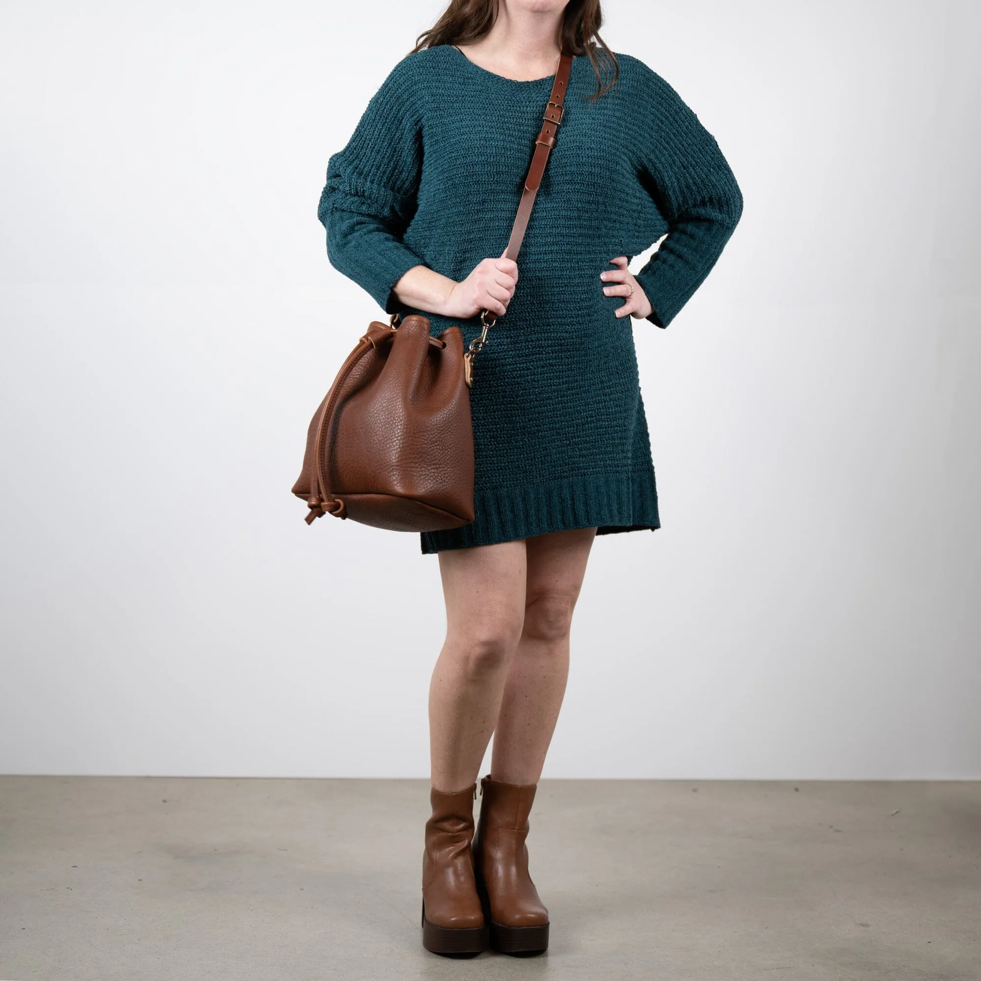 ABBY LEATHER BUCKET BAG