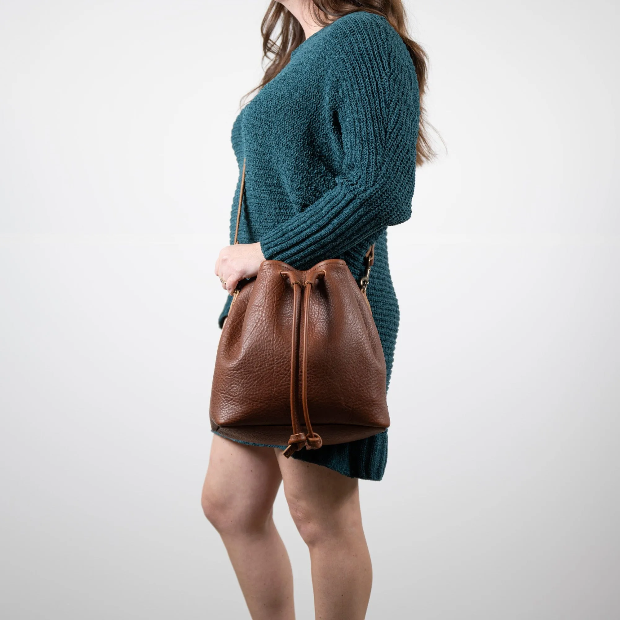 ABBY LEATHER BUCKET BAG