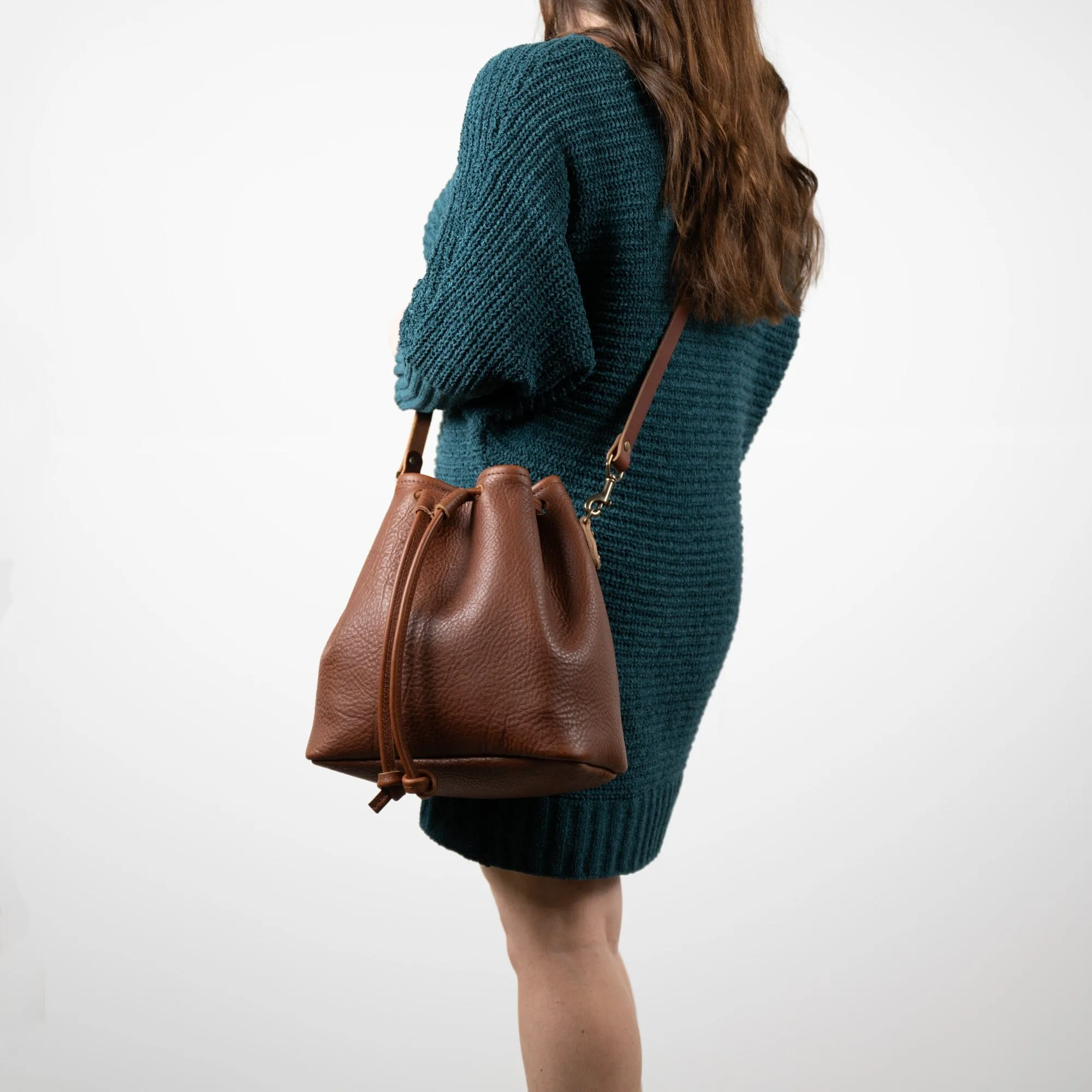 ABBY LEATHER BUCKET BAG