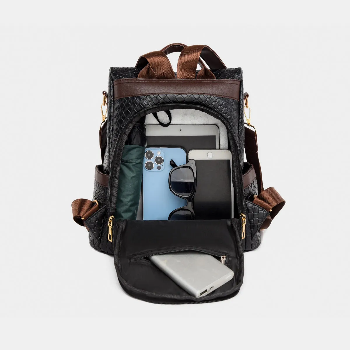 Adjustable Straps PU Leather Backpack Bag