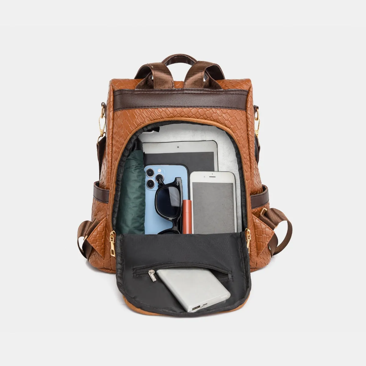 Adjustable Straps PU Leather Backpack Bag