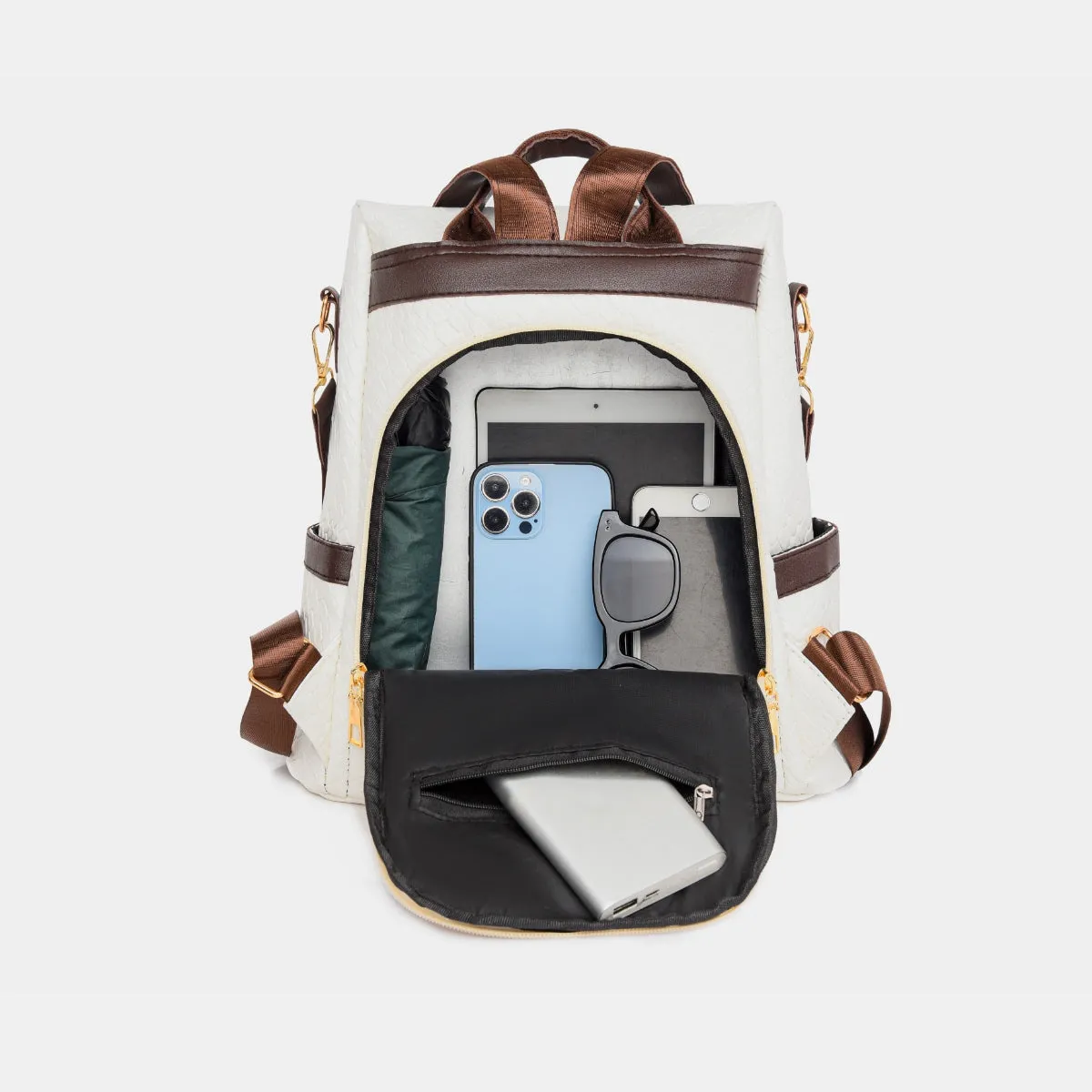 Adjustable Straps PU Leather Backpack Bag