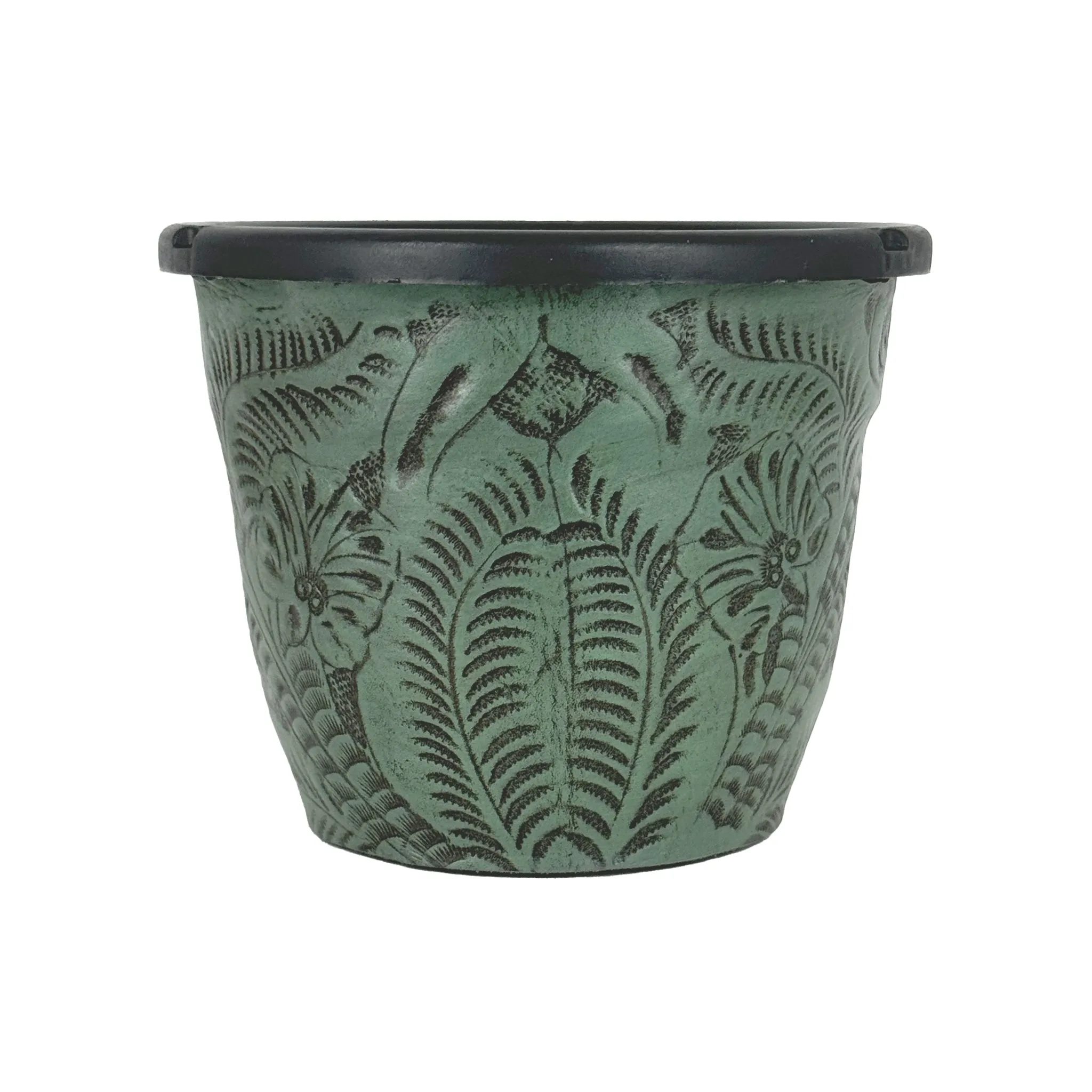 American West at Home 6.5" Round Planter with Tooled Leather - Medium