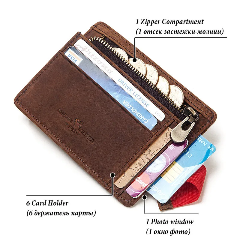 Anti-theft Brush RFID Leather Card Coin Purse Men's Wallet