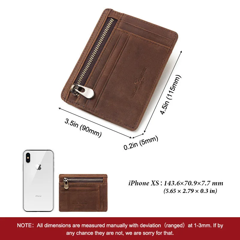 Anti-theft Brush RFID Leather Card Coin Purse Men's Wallet