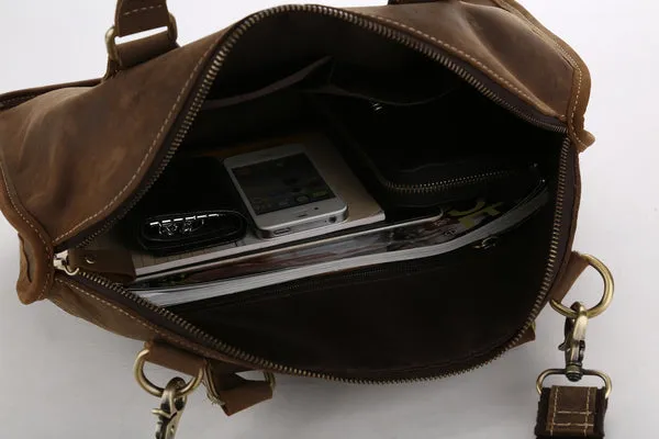 Antique Leather Laptop Briefcase Crossbody Bag Mens Messenger Shoulder Bag