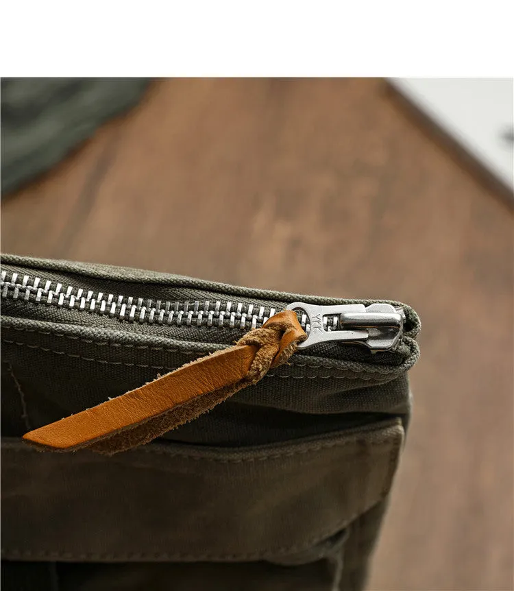 Army Green Canvas Mens Backpack Canvas Army Backpack Bag Canvas Travel Backpack for Men