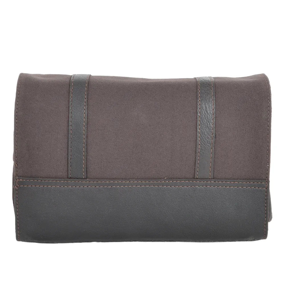Ashwood Brown Leather Fold Out Wash Bag Brown