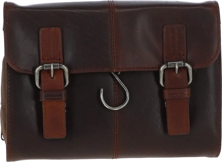 Austen & Co Tan Brown Leather Hanging Wash Bag