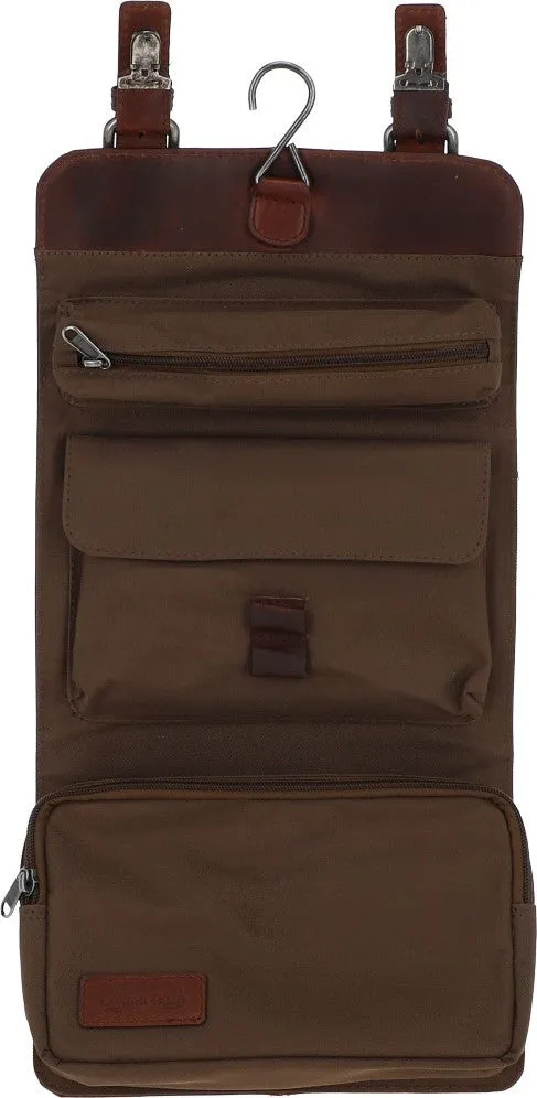 Austen & Co Tan Brown Leather Hanging Wash Bag