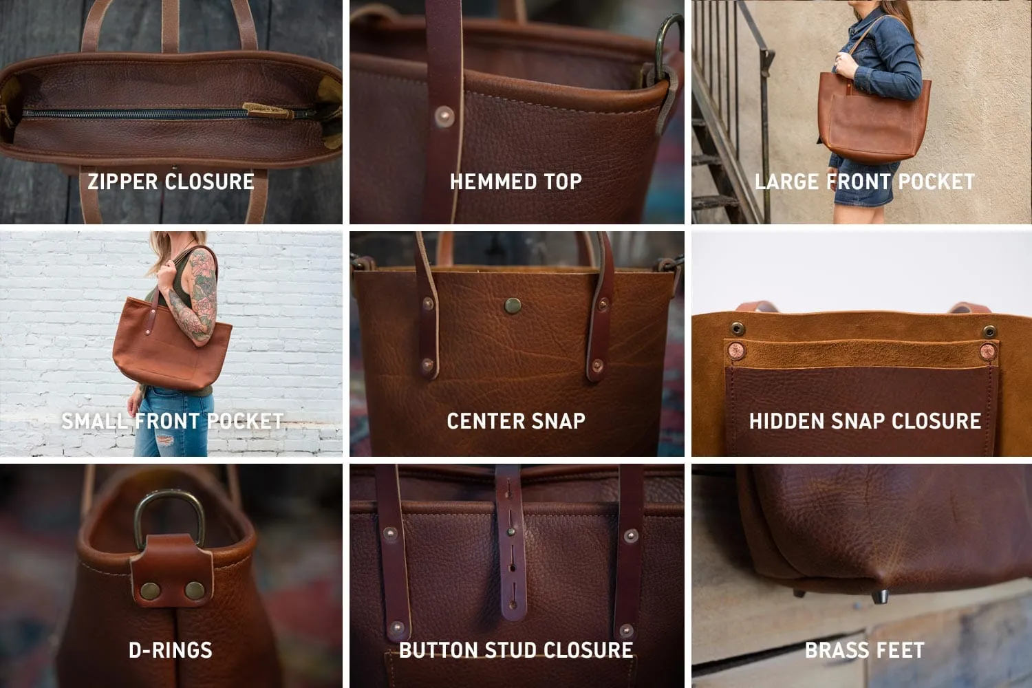 AVERY LEATHER TOTE BAG - MEDIUM - WHISKY BISON