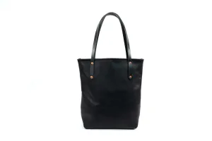 AVERY LEATHER TOTE BAG - SLIM LARGE - BLACK