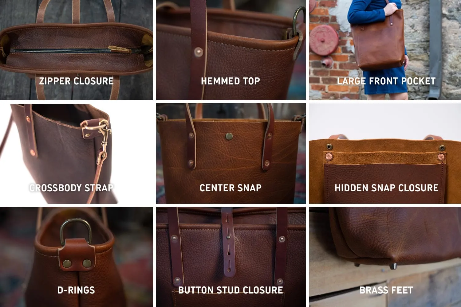 AVERY LEATHER TOTE BAG - SLIM LARGE - PEANUT BISON