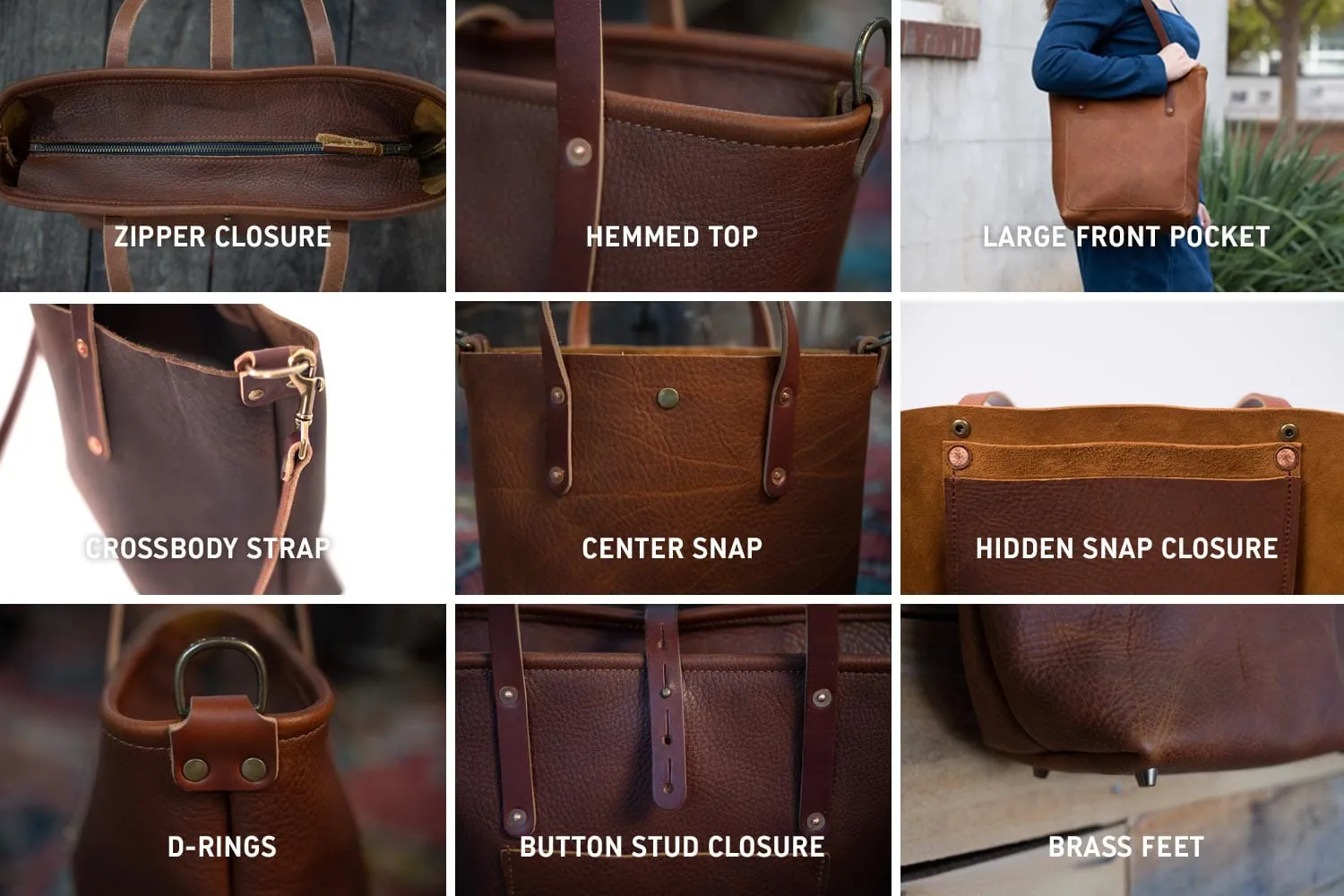 AVERY LEATHER TOTE BAG - SLIM MEDIUM - COGNAC BISON
