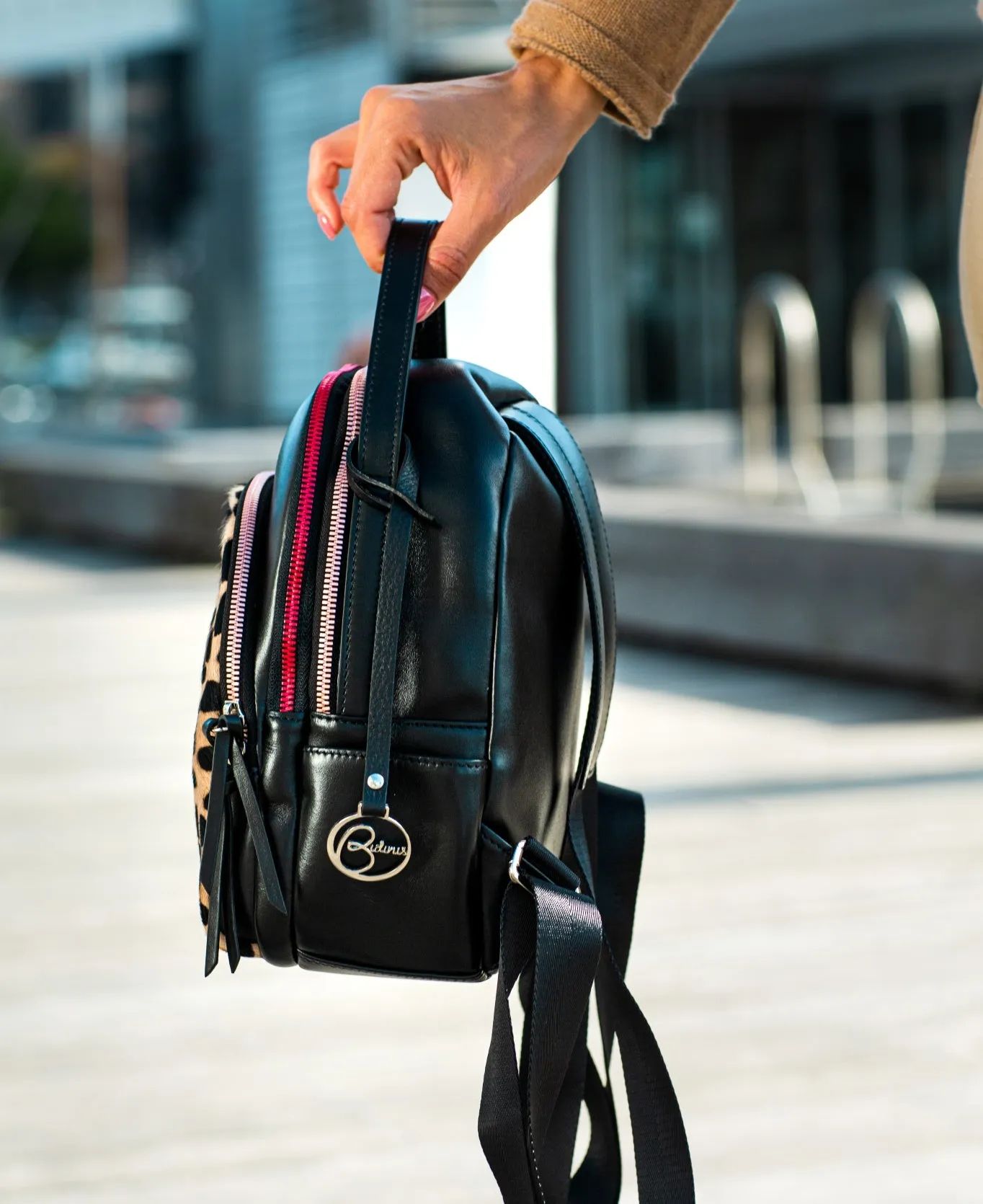 Backpack leather with Animal print
