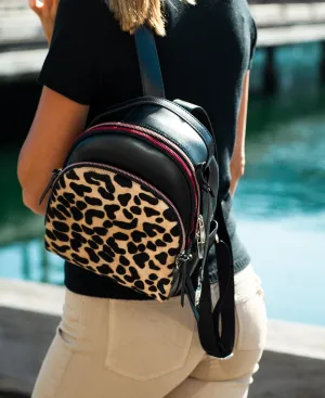 Backpack leather with Animal print
