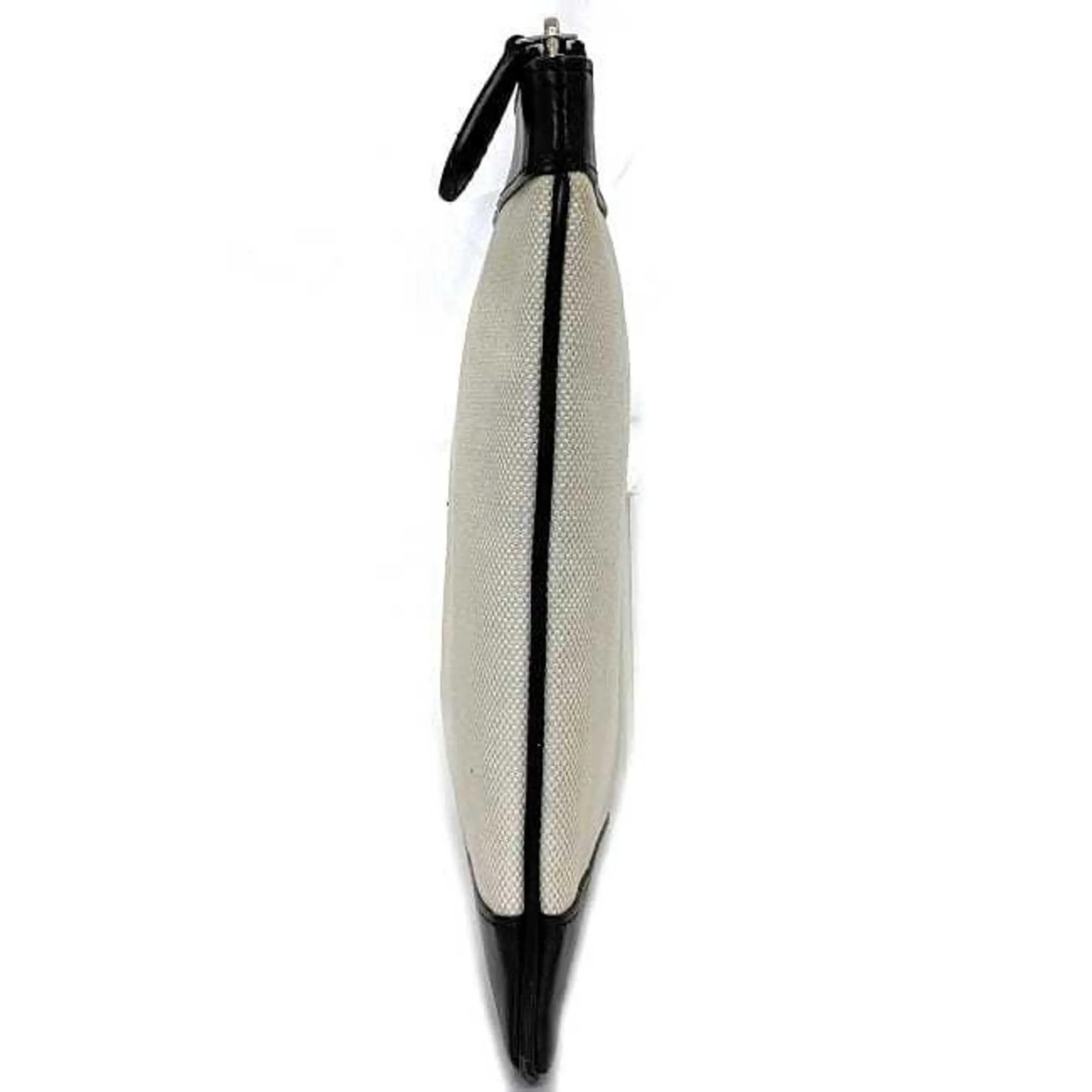 Balenciaga Clutch Bag Navy Clip Beige Black 420407 Handbag Canvas Leather BALENCIAGA Women's Men's