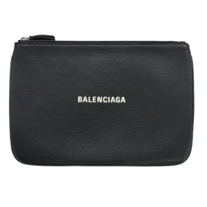 BALENCIAGA Pouch Women's Men's Clutch Bag Leather Everyday M Black 551992