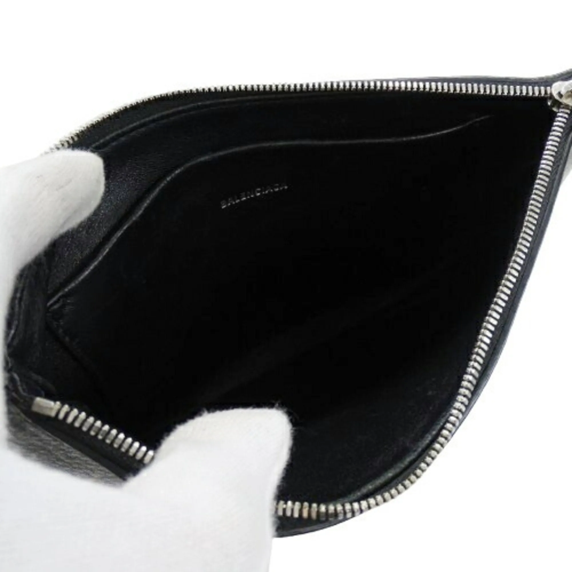 BALENCIAGA Pouch Women's Men's Clutch Bag Leather Everyday M Black 551992