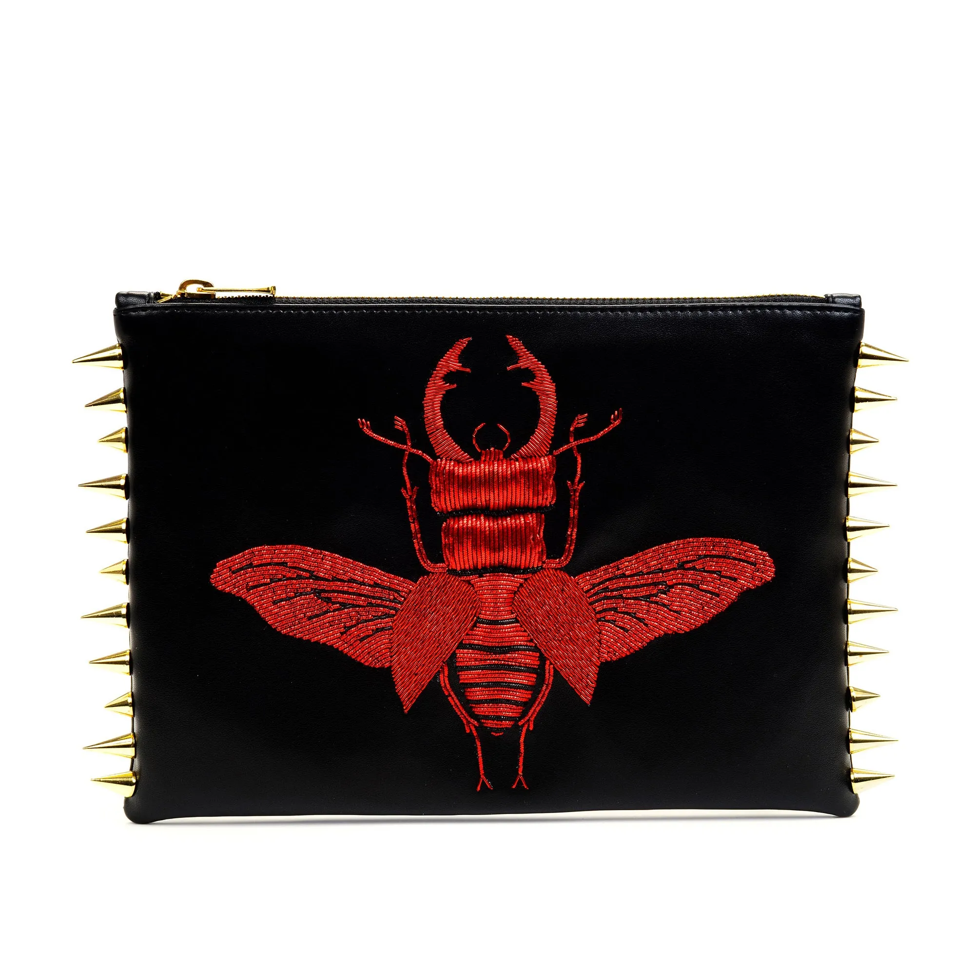 BEETLE EMBROIDERED CLUTCH BAG