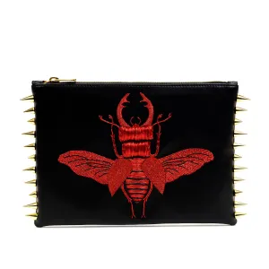 BEETLE EMBROIDERED CLUTCH BAG