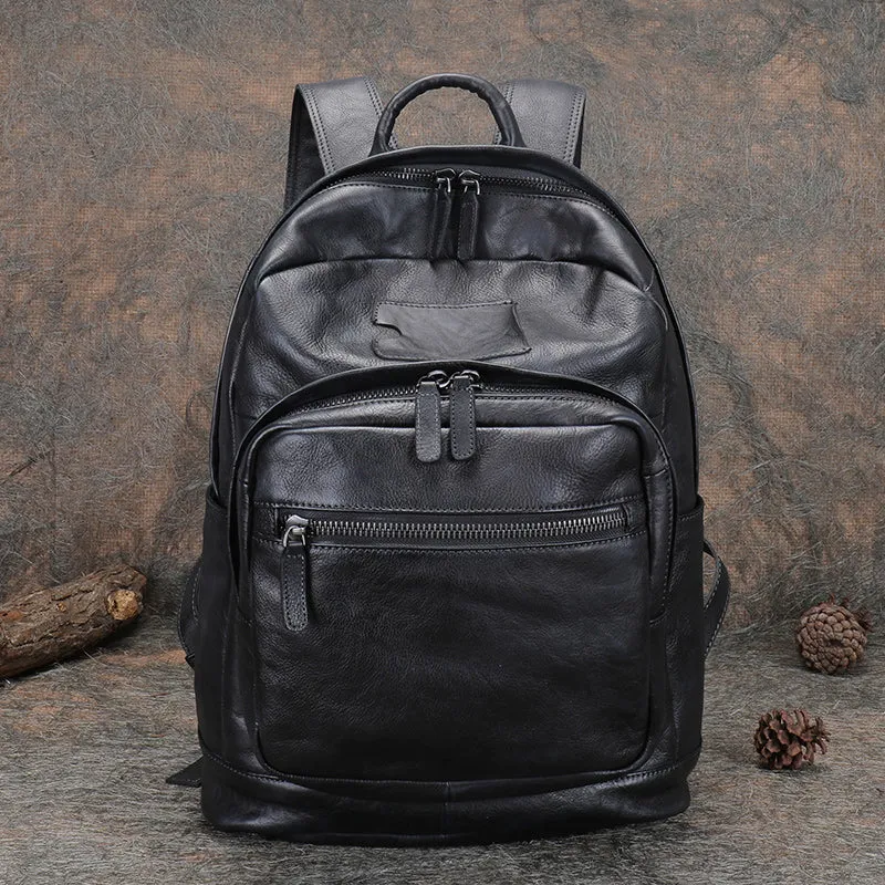 Best Coffee Leather Rucksack Bag Womens Vintage 16 inches Laptop Backpack Leather School Backpack Purse