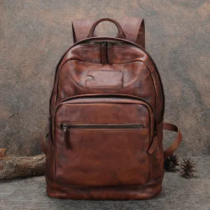 Best Coffee Leather Rucksack Bag Womens Vintage 16 inches Laptop Backpack Leather School Backpack Purse
