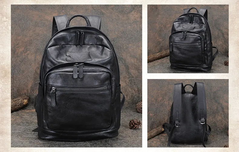 Best Coffee Leather Rucksack Bag Womens Vintage 16 inches Laptop Backpack Leather School Backpack Purse