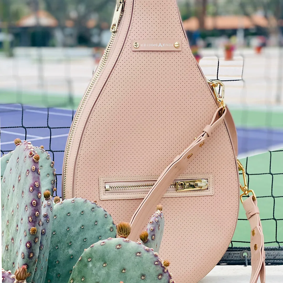 Billie Bag Leather Tennis Racket Bag (Blush/Gold)