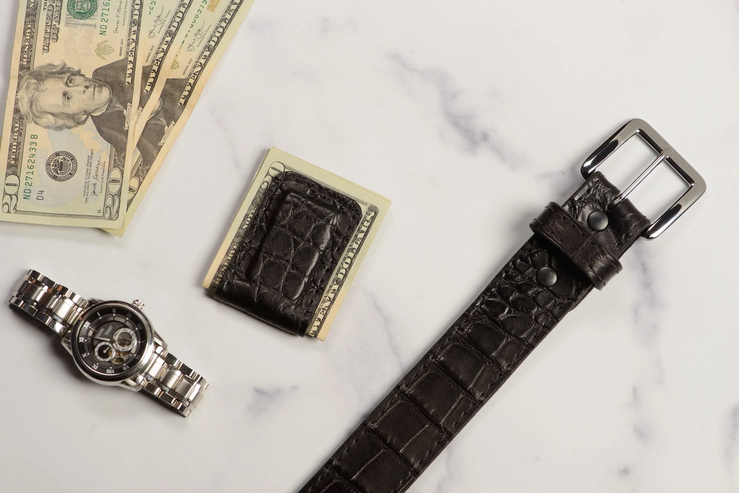 Black Alligator Men's Magnetic Money Clip
