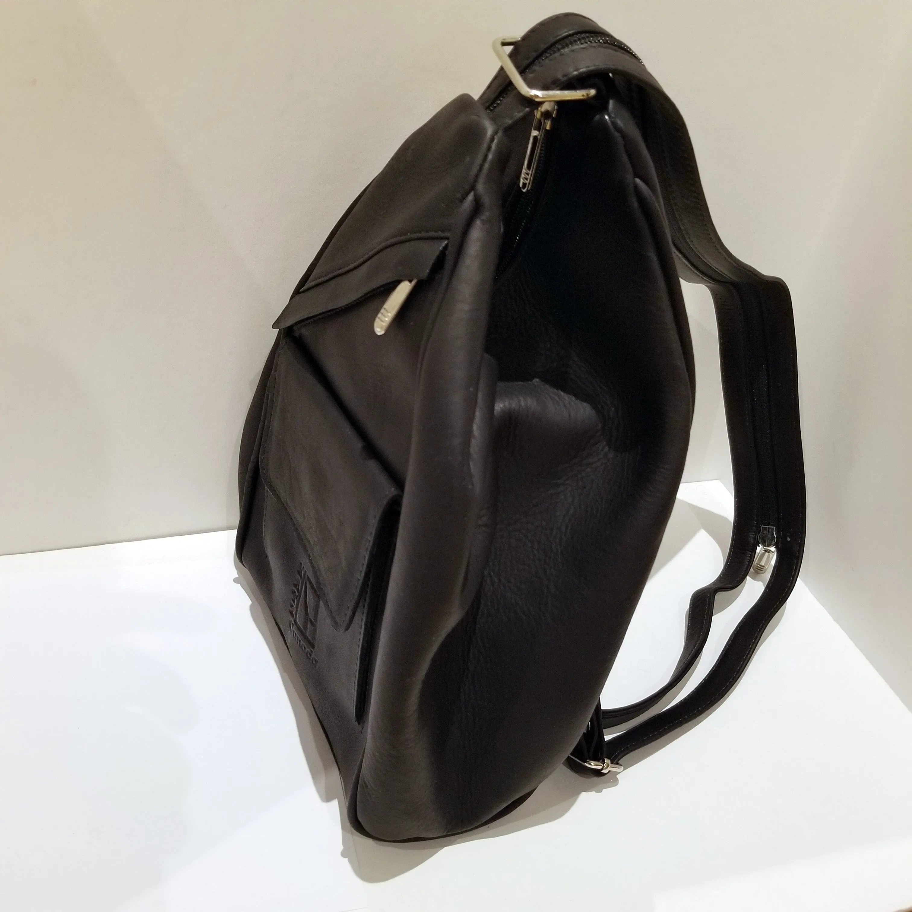 Black Leather Backpack & Purse