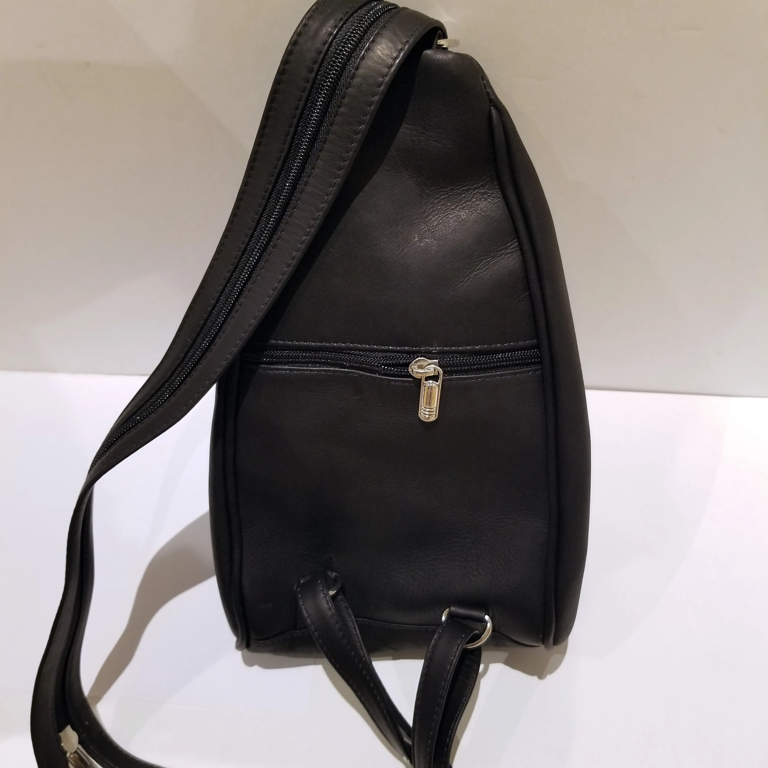 Black Leather Backpack & Purse