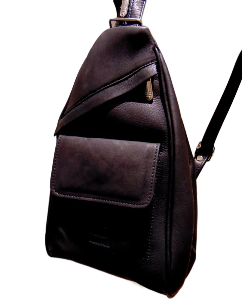 Black Leather Backpack & Purse