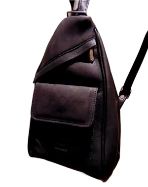 Black Leather Backpack & Purse