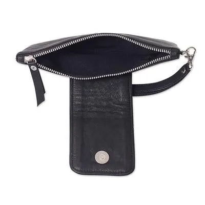 Black Leather Clutch w/Stainless Steel Studs