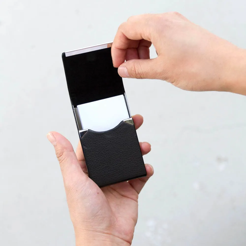 Black Leather Vertical Card Holder Wallet