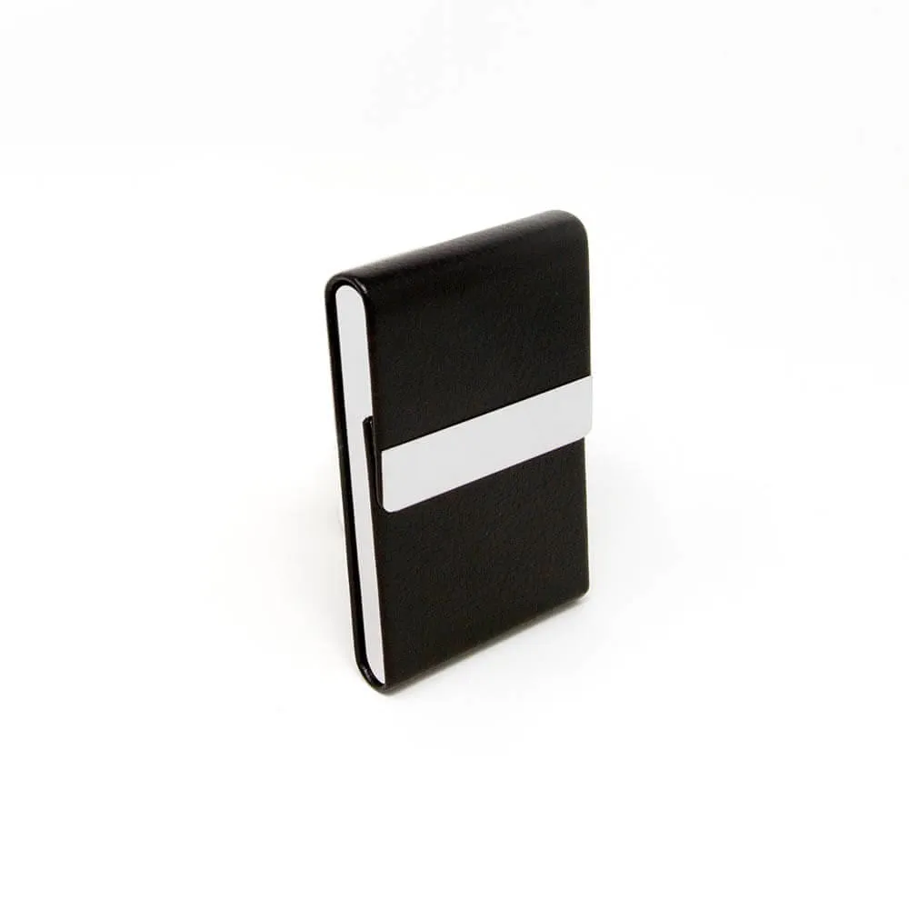 Black Leather Vertical Card Holder Wallet
