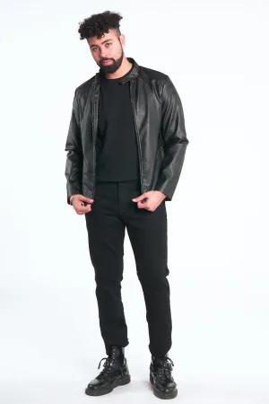 Black Vegan Leather Moto Jacket