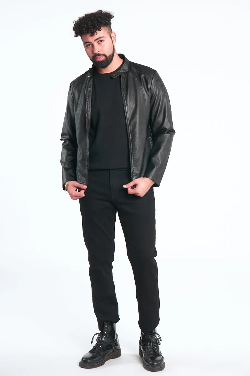 Black Vegan Leather Moto Jacket