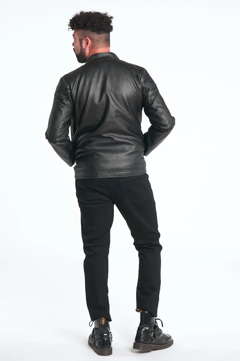 Black Vegan Leather Moto Jacket