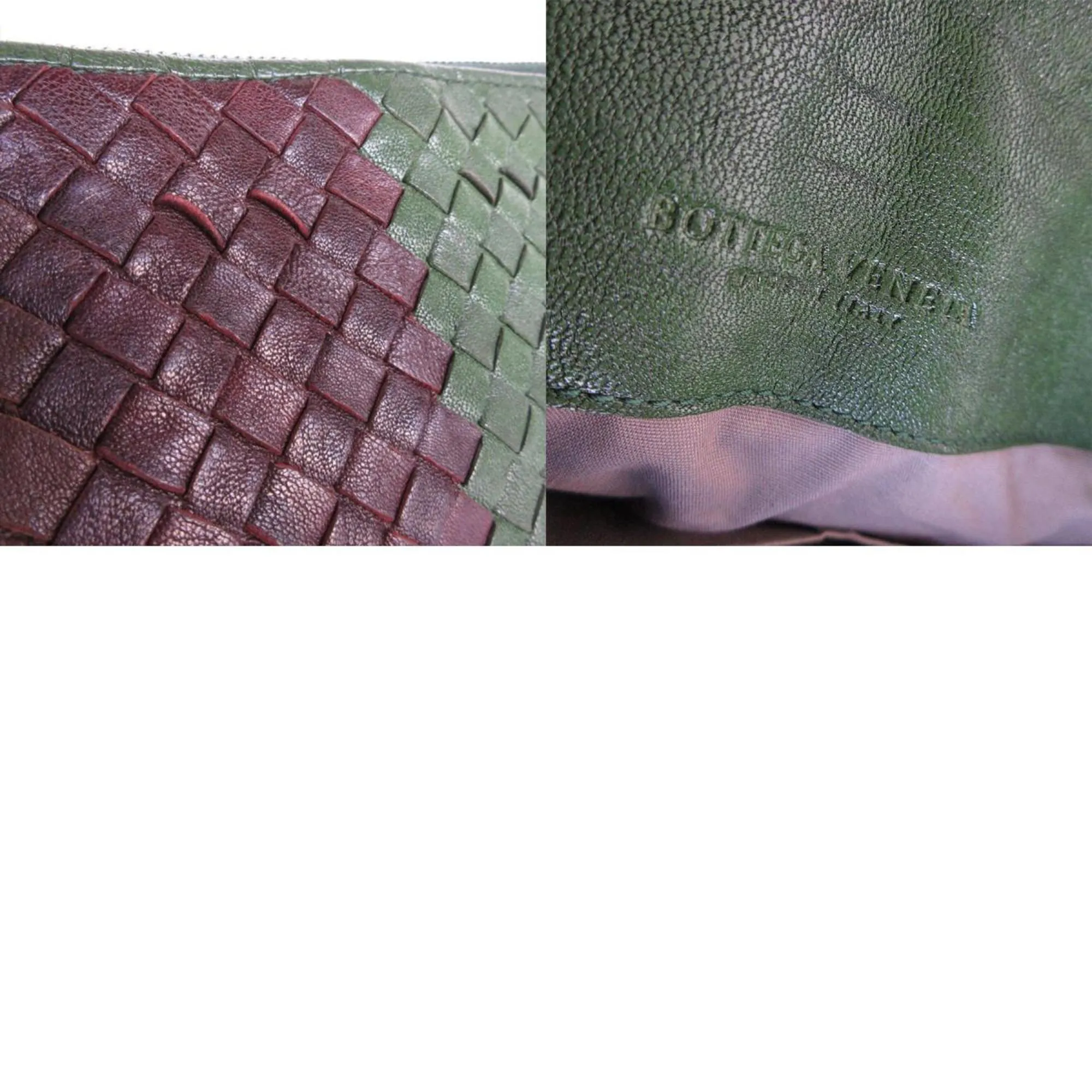 Bottega Veneta Clutch Bag Intrecciato Leather Green Brown Men's s0534a