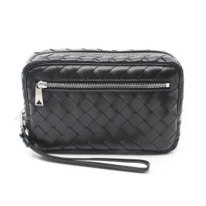BOTTEGA VENETA Intrecciato Small Wristlet Pouch Second Bag Clutch Leather Men's Black 795253V2HL18803