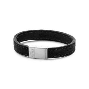 Bracelet Leather Black Solid & Steel - 7FB-0202