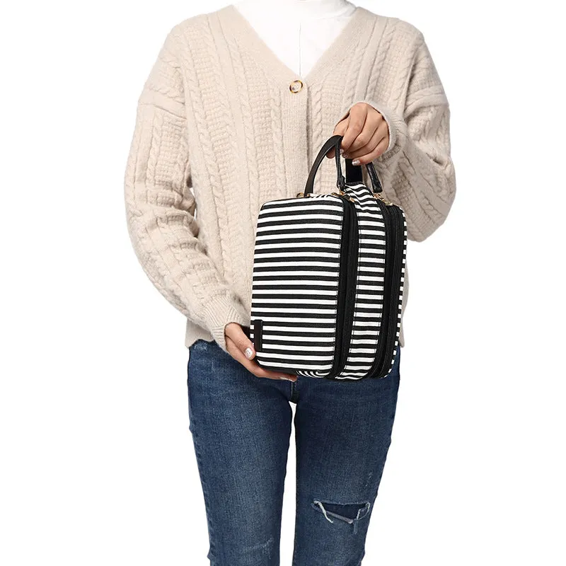 Bridesmaid Gift Canvas Leather Toiletry Bag Women Waterproof Dopp Kit Stylish Personalized Cosmetic Bag