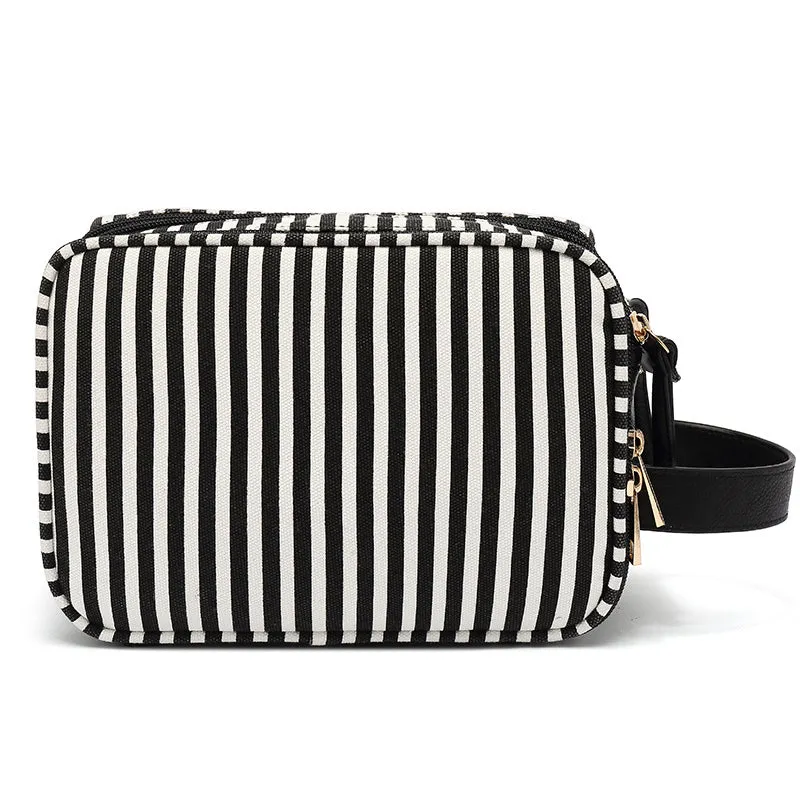 Bridesmaid Gift Canvas Leather Toiletry Bag Women Waterproof Dopp Kit Stylish Personalized Cosmetic Bag