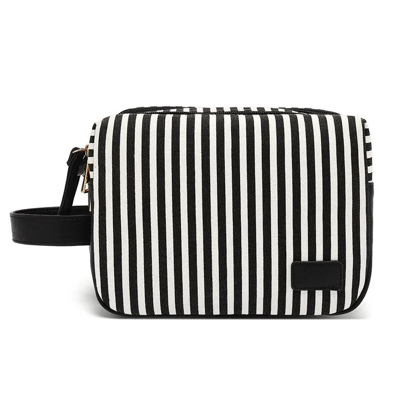 Bridesmaid Gift Canvas Leather Toiletry Bag Women Waterproof Dopp Kit Stylish Personalized Cosmetic Bag